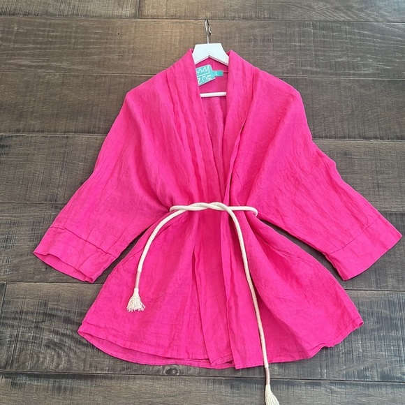 NWOT ZOE MARBELLA 100% LINEN JACKET WITH POCKET SIZE OS - Picture 1 of 17